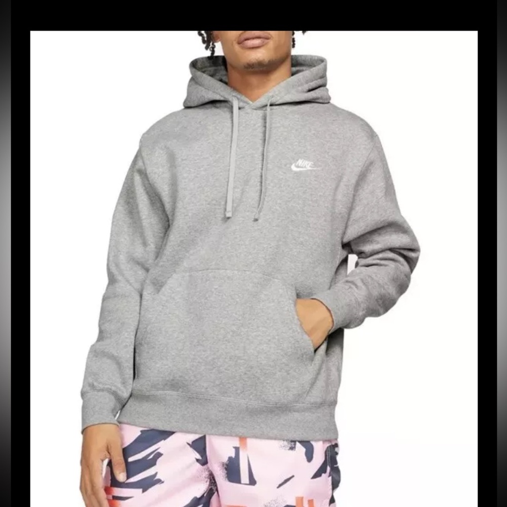 Nike Men's Sportswear Club Fleece Hoodie Heather Grey Size Medium